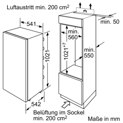 Bosch KIL20NFF0 Einbau-Kühlschrank EEK:F