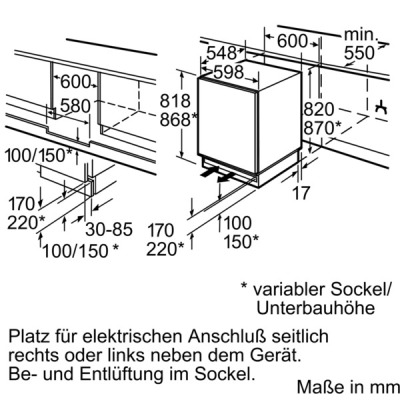 Neff K4336XFF0 Unterbau-Kühlschrank EEK:F