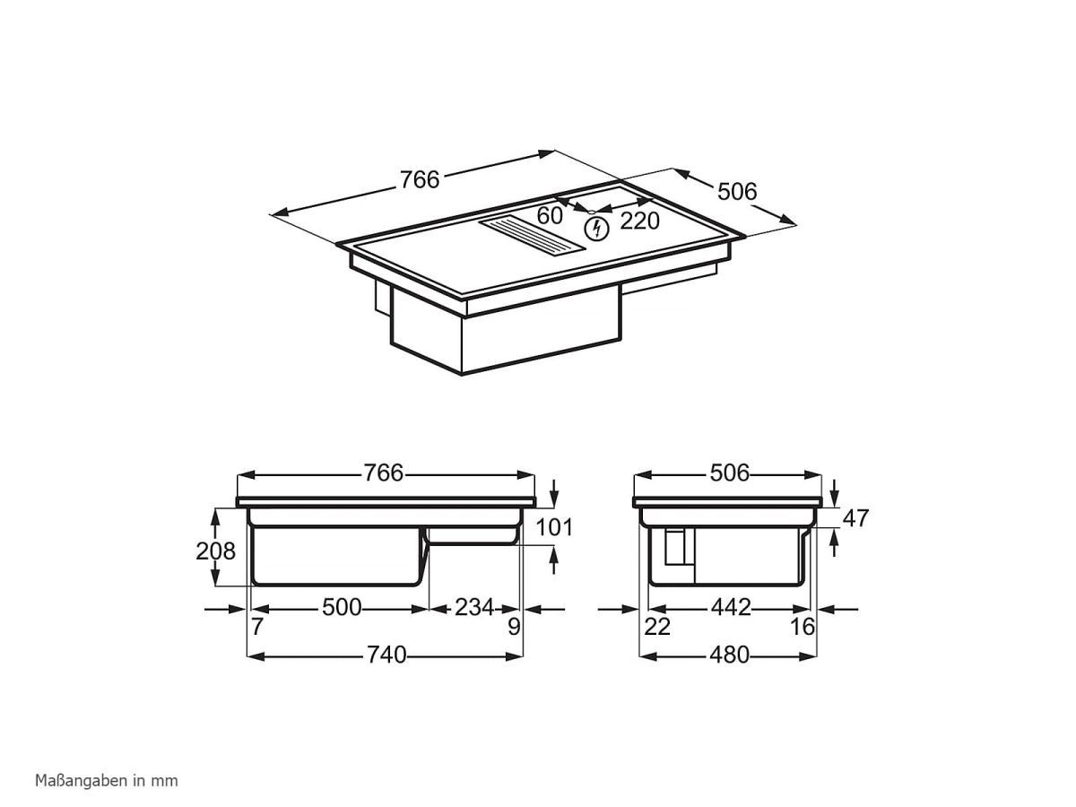 AEG CCE84543XB Induktion Muldenlüfter Umluft 80cm EEK:A+