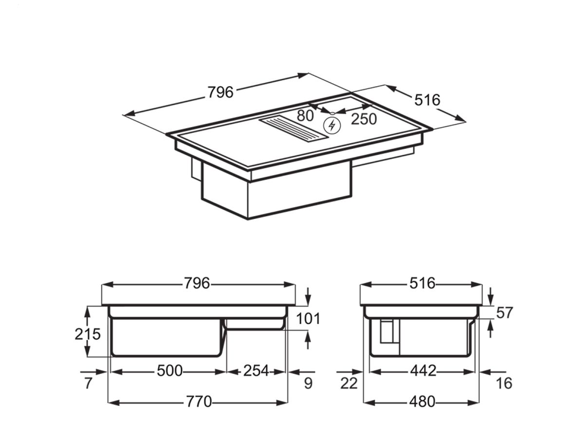 AEG CCE84751XB Induktion Muldenlüfter Umluft 80cm EEK:A+