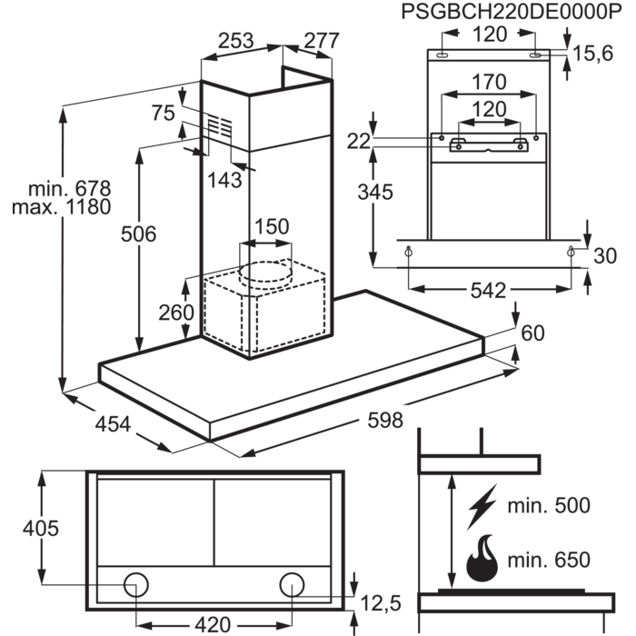 AEG DBE5660HB Wandhaube Edelstahl 60cm EEK:A