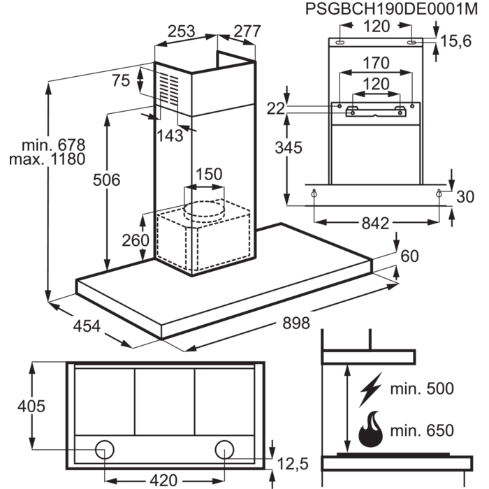 AEG DBE5960HB Wandhaube Edelstahl 90cm EEK:A