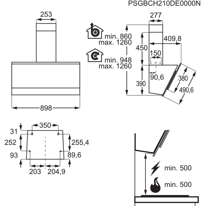 AEG DVE5971HB Wandhaube schwarz 90cm EEK:A