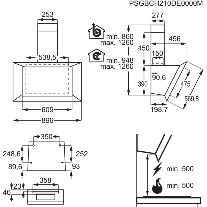 AEG DVK6981HB Wandhaube schwarz 90cm EEK:A+