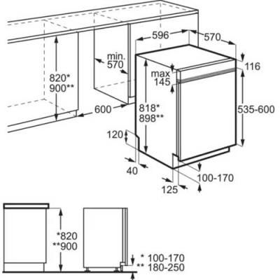AEG FEB52620ZM Einbau-Geschirrspüler integrierbar Edelstahl EEK:E