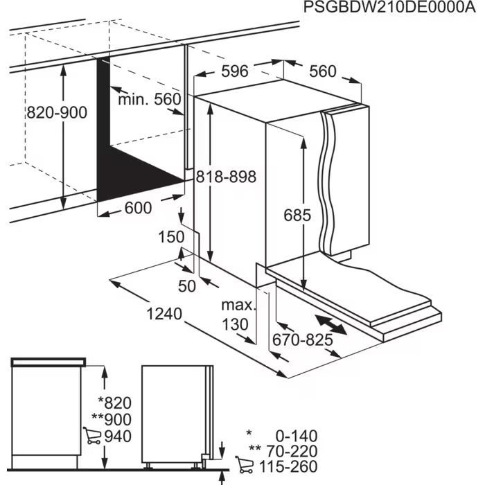 AEG FSE76738P Einbau-Geschirrspüler vollintegrierbar EEK:A