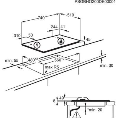 AEG HKB75820NB Gaskochfeld autark 75cm rahmenlos Glas