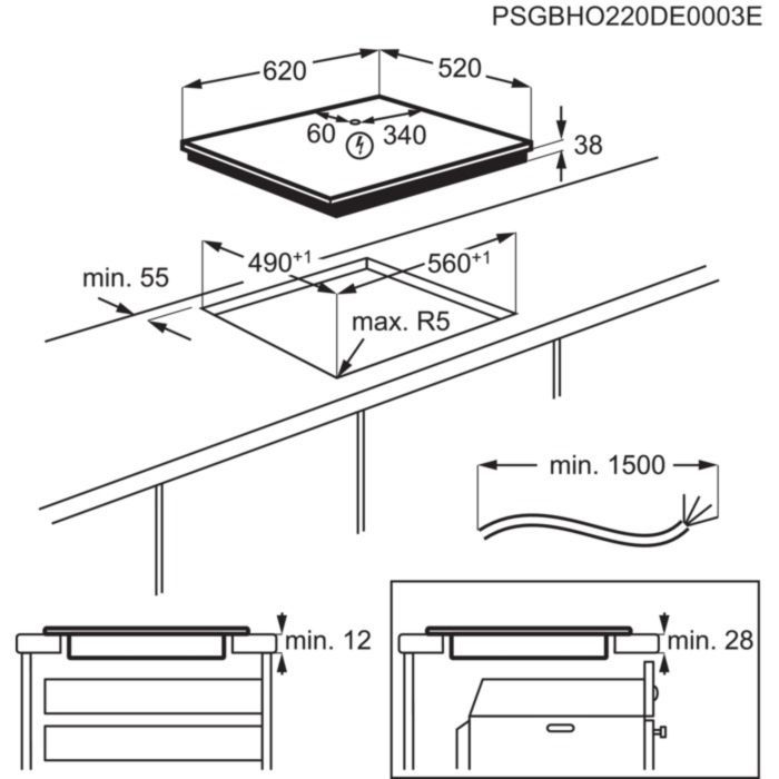AEG HRB64470FB Glaskeramikkochfeld Facette autark 60cm