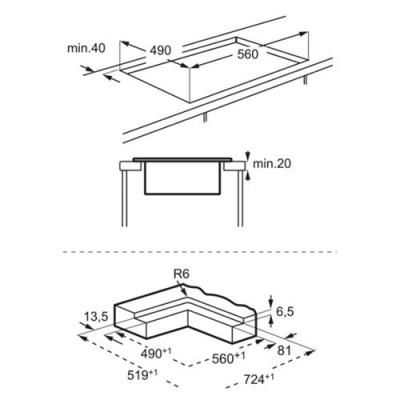 AEG IDE74243IB Induktion Muldenlüfter Umluft 72cm EEK:A