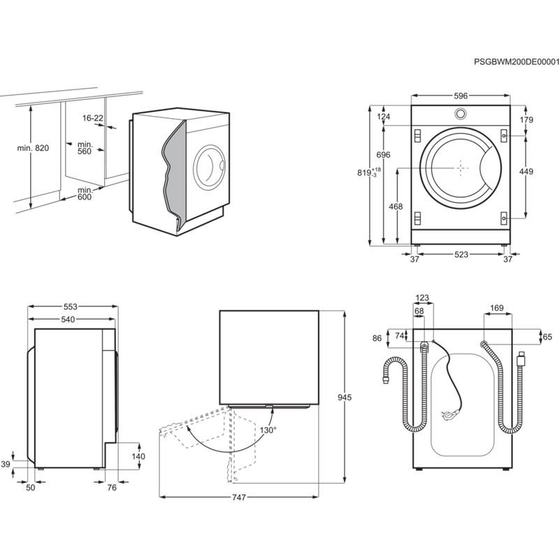 AEG LR8BI7480 Einbau-Waschmaschine 8kg EEK:A