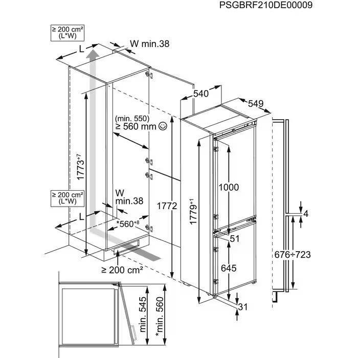 AEG OSC6N181ES Einbau-Kühlgefrierkombination Twintech Schlepptür 1780mm EEK:E