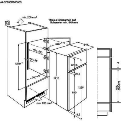 AEG SDB612E1AS Einbau-Kühl-Gefrierkombination 122cm EEK:E