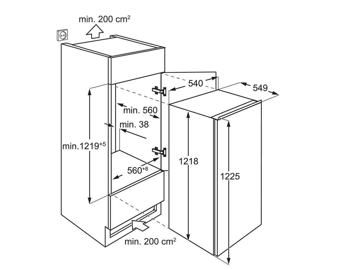 AEG SFB412F1AS Einbau-Kühlschrank Schlepptür EEK:F