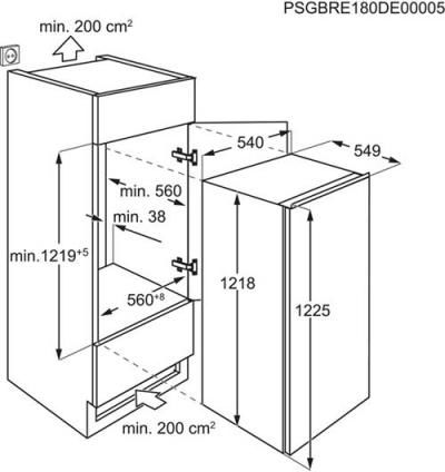 AEG SFB612E1AS Einbau-Kühlschrank 122,5cm Schlepptür EEK:E