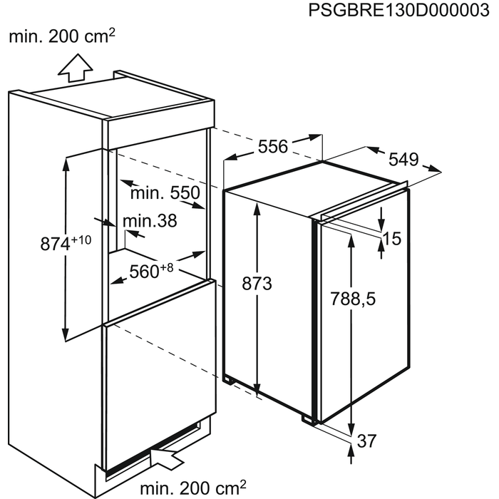 AEG SFS888E1AF Einbau-Kühlschrank Festtür EEK:E