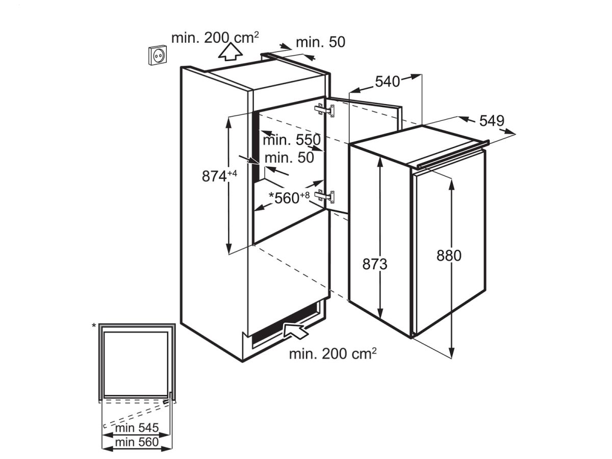 AEG SKB588F1AS Einbau-Kühlschrank Schlepptür EEK:F