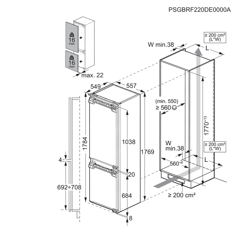 AEG TSC7M181EC Einbau-Kühlgefrierkombination NoFrost Festtür EEK:E