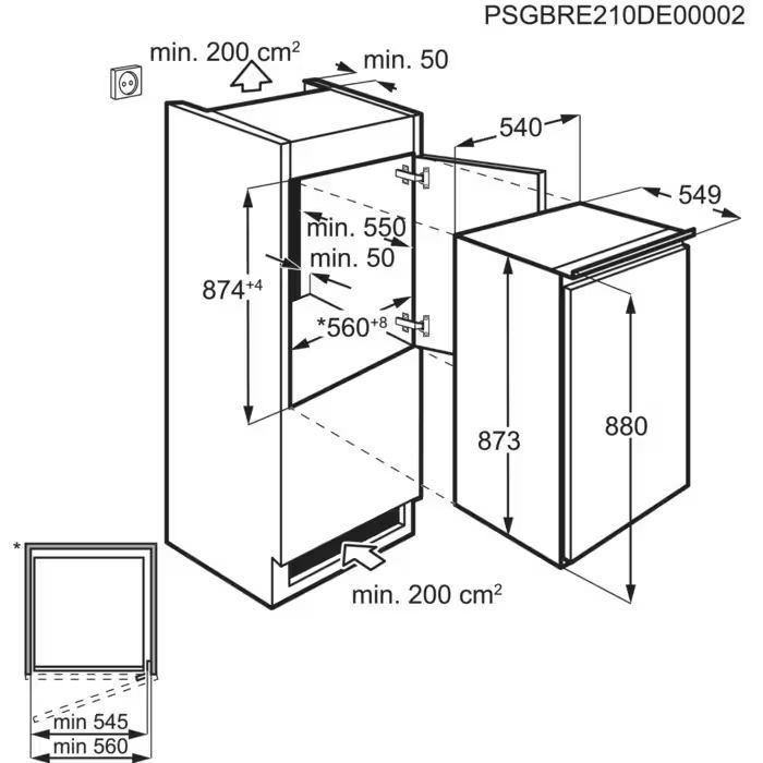 AEG TSF5O881ES Einbau-Kühlschrank Schlepptür EEK:E