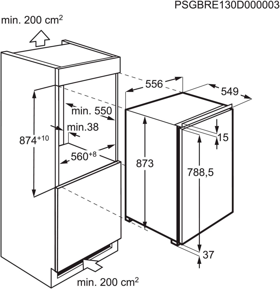 AEG TSF5O88WDF Einbaukühlschrank Festtür EEK:D