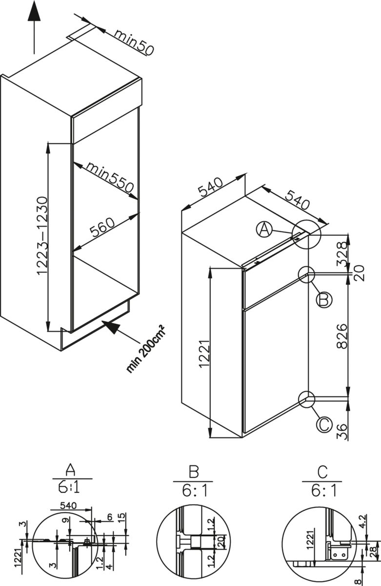 Amica EDTS 372 900 Einbau-Kühlschrank EEK:E