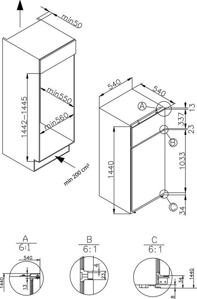 Amica EDTS 374 900 Einbau-Kühlschrank EEK:E