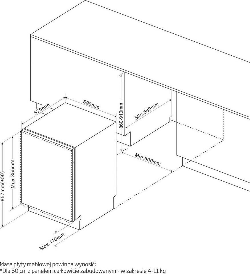 Amica EGSPVX 596 900 Einbau-Geschirrspüler vollintegrierbar EEK:B