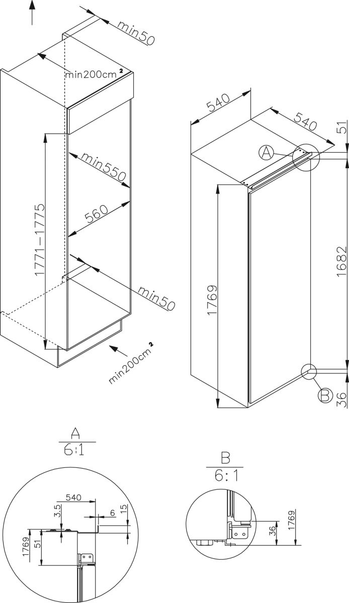 Amica EGSS 327 250 Einbau-Gefrierschrank EEK:E