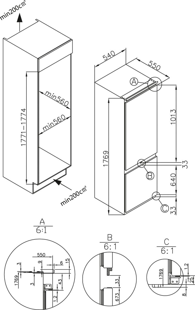 Amica EKGCS 387 900 Einbau-Kühl-Gefrierkombination EEK:E