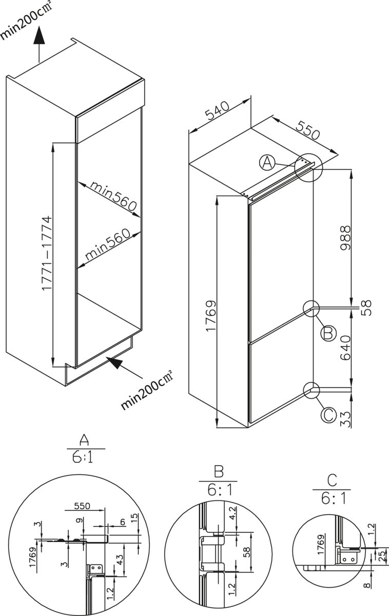 Amica EKGCS 387 920 Einbau-Kühl-Gefrierkombination EEK:E