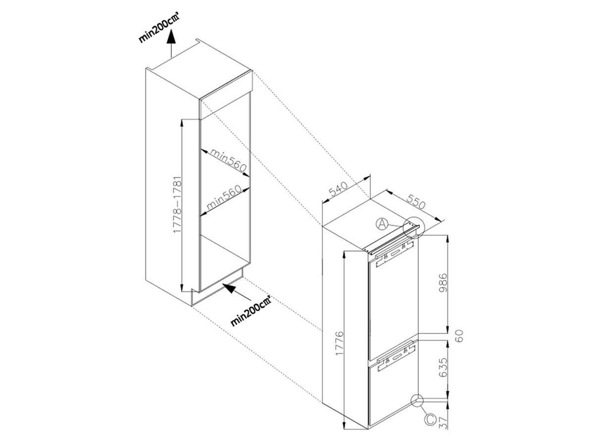 Amica EKGCX 387 901 Einbau-Kühl-Gefrierkombination EEK:E