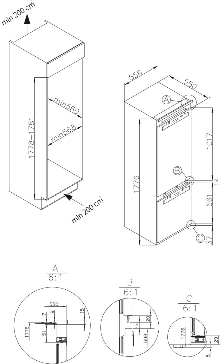Amica EKGCX 387 955 Einbau-Kühlgefrierkombination EEK:D