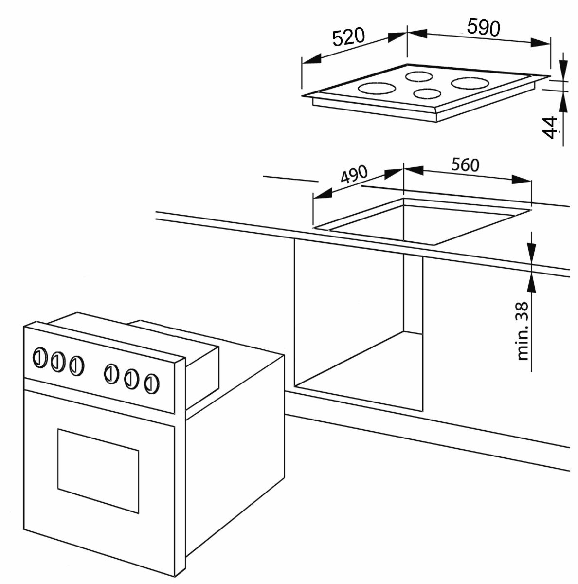 Amica EM 724 000 E Massekochfeld herdgebunden Edelstahl 60cm