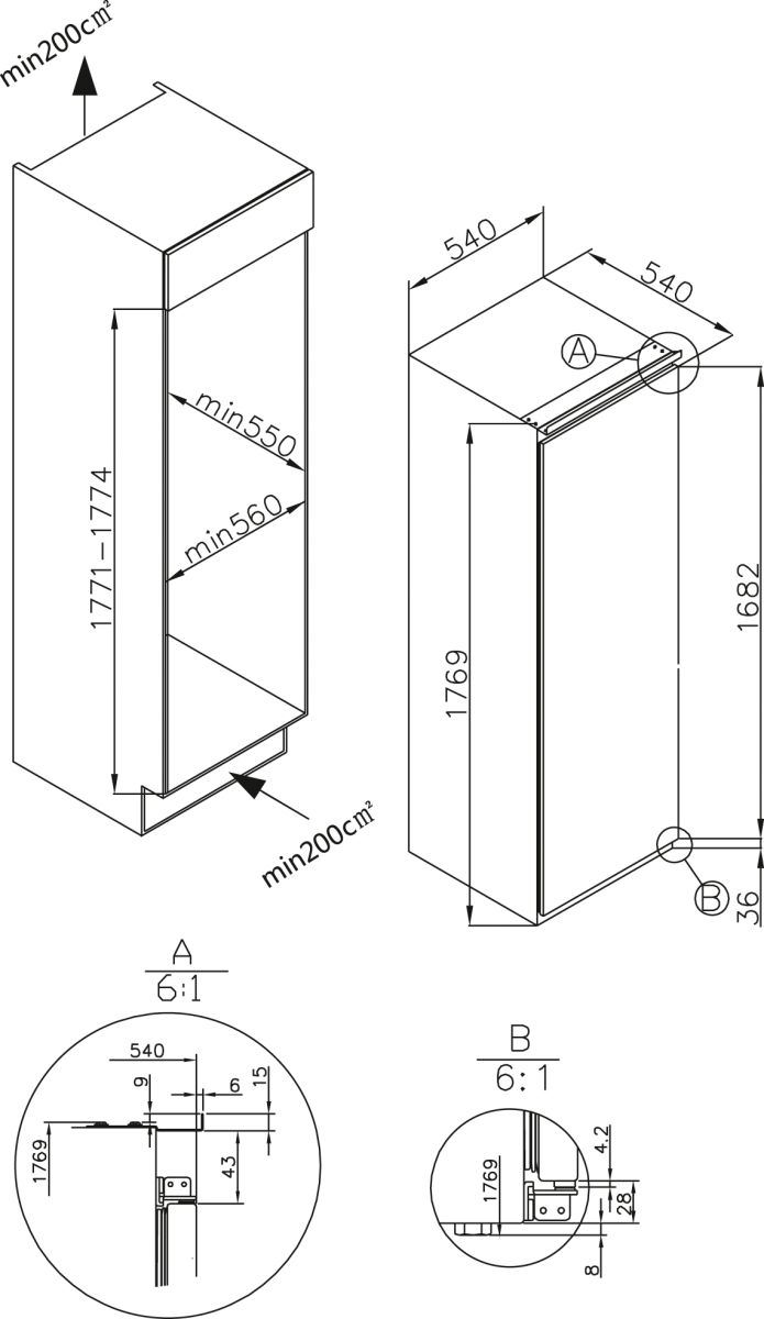 Amica EVKSS 357 200 Einbau-Kühlschrank EEK:E