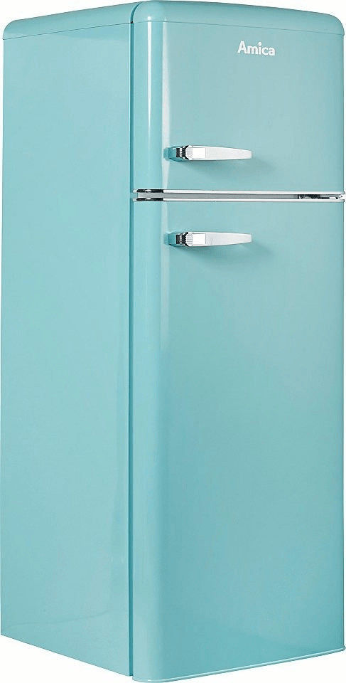 Amica KGC 15632 T Kühlgefrierkombi Topfreezer türkisblau Retro 144cm EEK:E