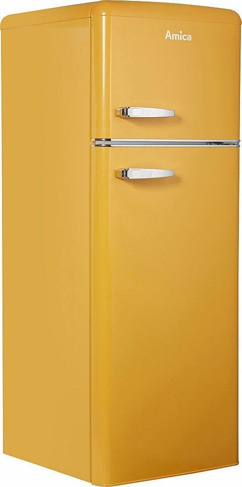 Amica KGC 15633 Y Kühlgefrierkombi Retro gelb 144cm EEK:E