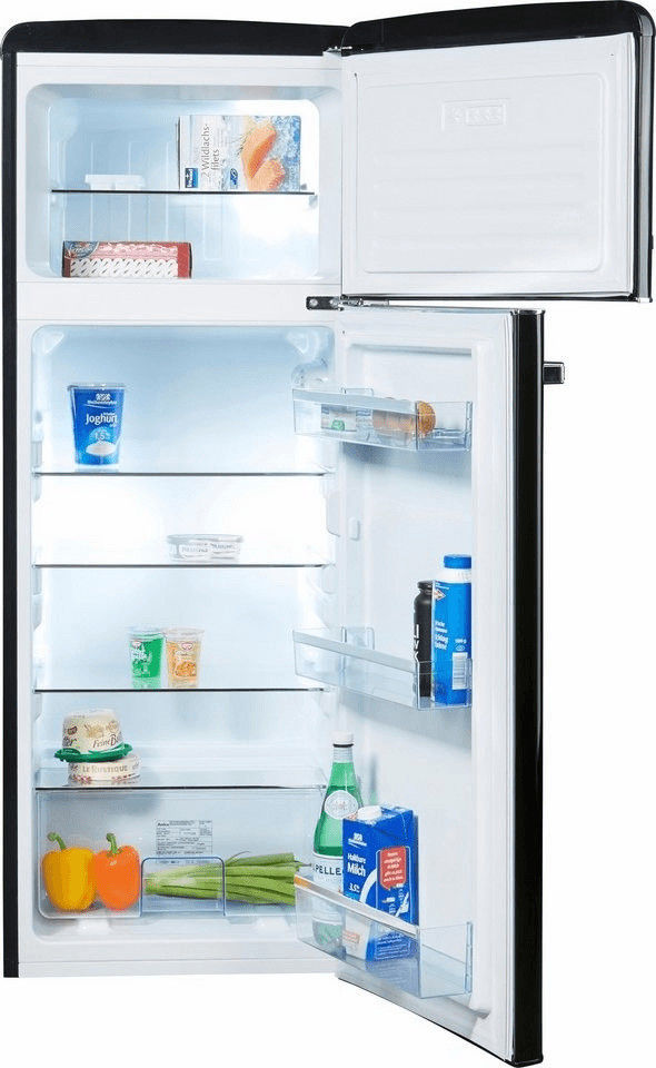 Amica KGC 15634 S Kühlgefrierkombi Topfreezer Retro schwarz 144cm EEK:E