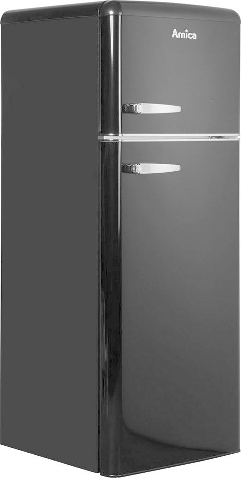 Amica KGC 15634 S Kühlgefrierkombi Topfreezer Retro schwarz 144cm EEK:E