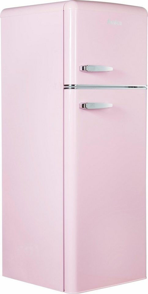 Amica KGC 15636 P Kühlgefrierkombi Topfreezer pink Retro 144cm EEK:E