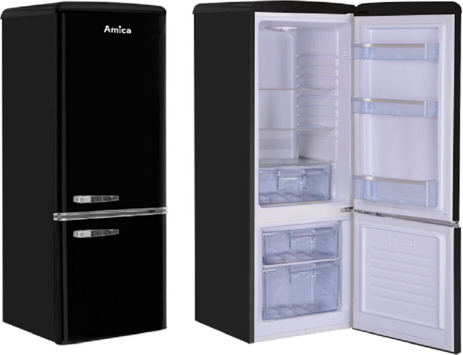 Amica KGCR 384 150 S Kühlgefrierkombi schwarz Retro 145cm