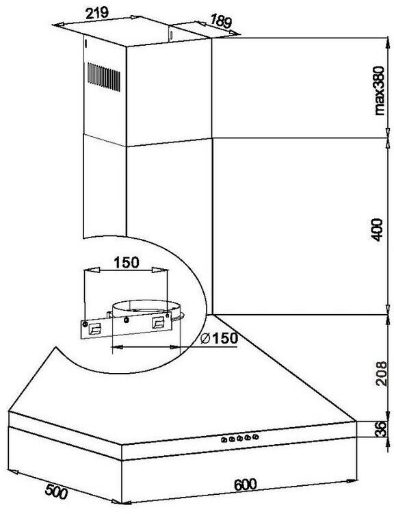 Amica KH 17286 S Wandhaube schwarz 60cm EEK:A