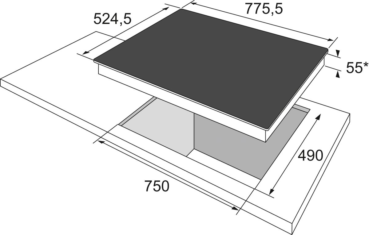 Amica KMI 13322 A Induktionskochfeld Alurahmen 77cm autark
