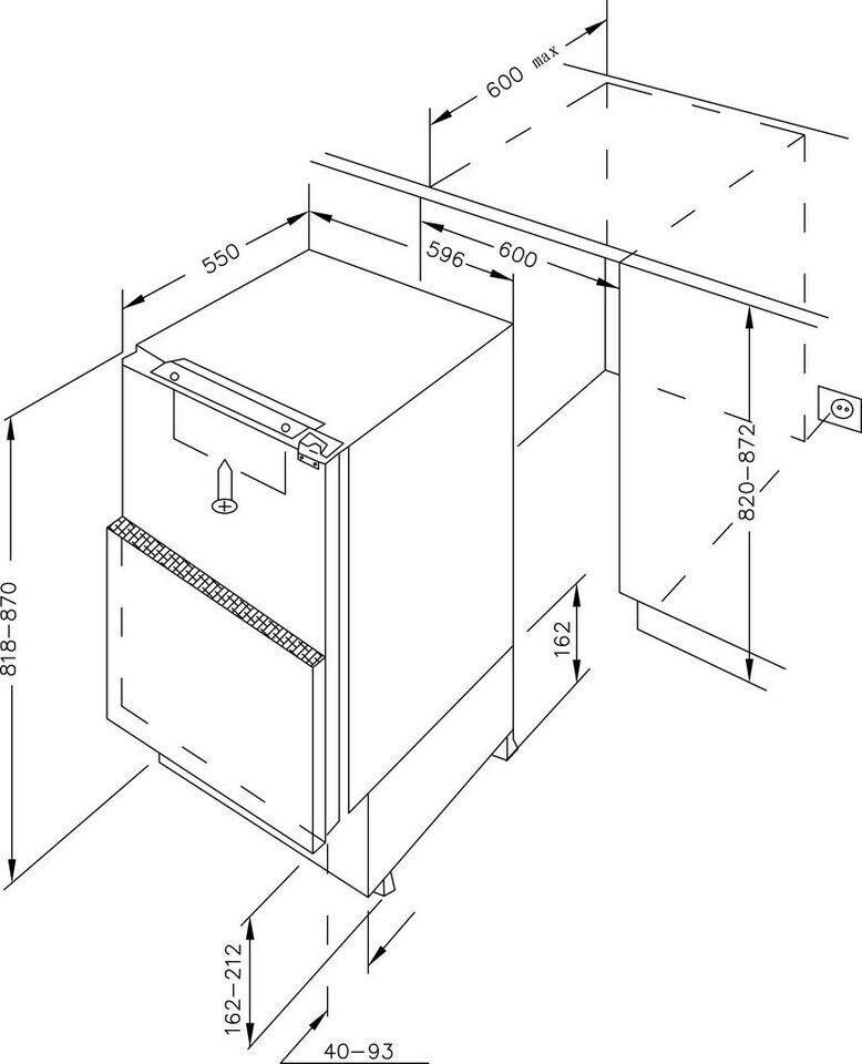 Amica UKSX 361 900 Unterbau-Kühlschrank Festtür EEK:E