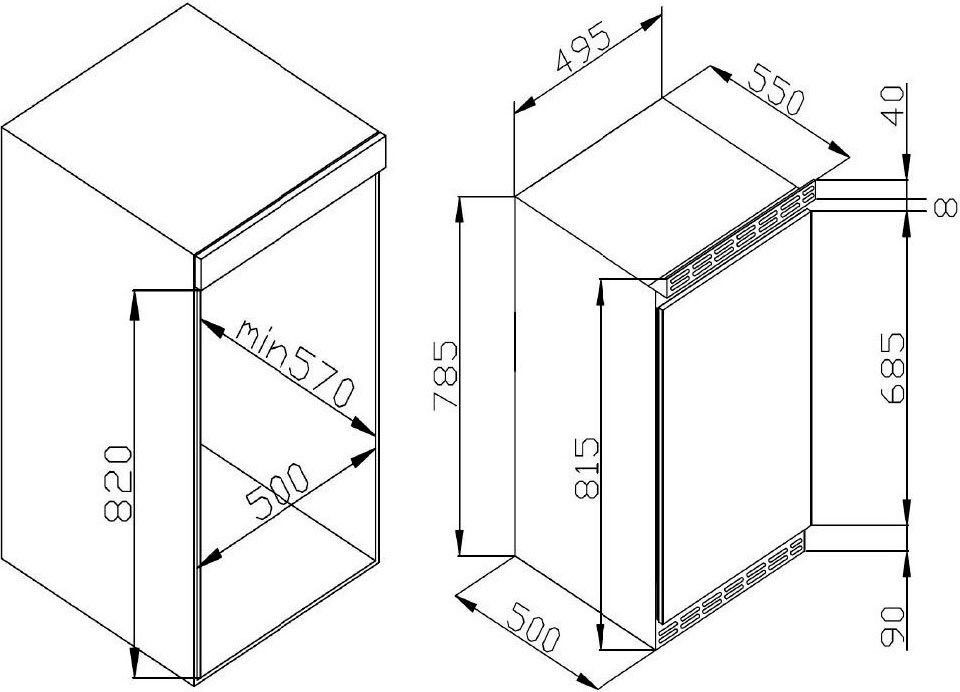 Amica UVKSD 351 950 Unterbau-Kühlschrank dekorfähig  EEK:E 