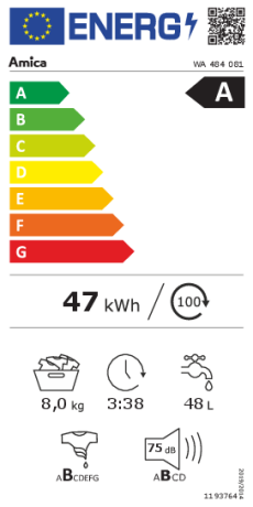 Amica WA 484 081 Waschmaschine weiß 8kg EEK:A