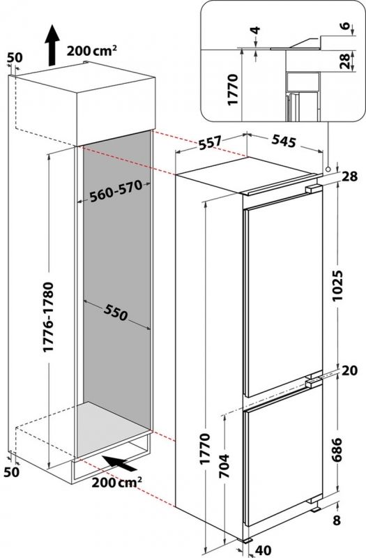 Bauknecht KGIL 180F2 P Einbau-Kühlgefrierkombination 177cm EEK:E