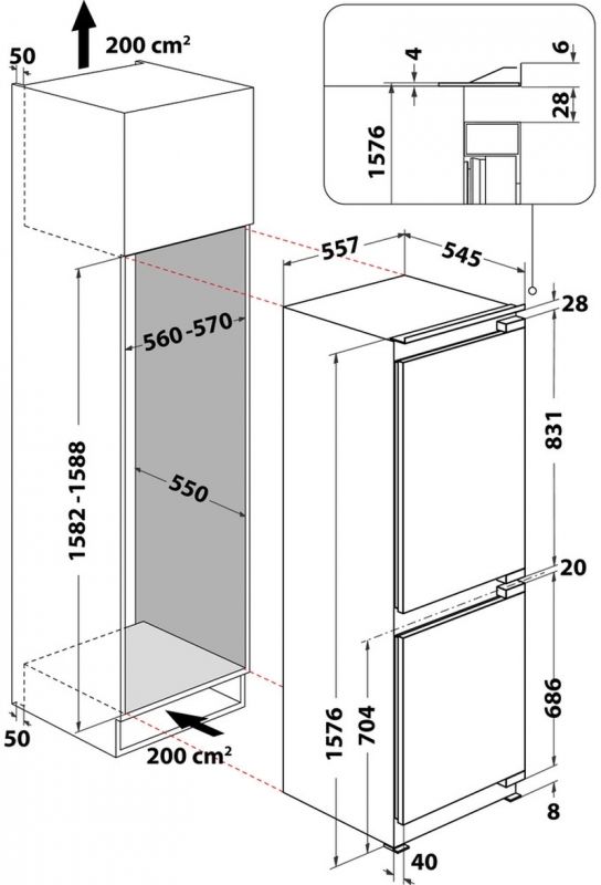 Bauknecht KGIS 16F2 P Einbau-Kühlgefrierkombi EEK:E