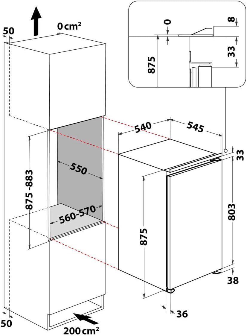 Bauknecht KSI 9GF2E Einbau-Kühlschrank 88cm Nische Festtür EEK:E