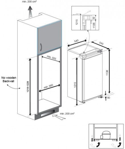 Beko BSSA210K3SN Einbau-Kühlschrank Schlepptür EEK:F