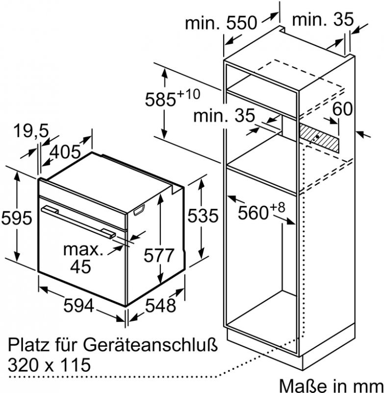 Bosch HBG7363B1 Einbau-Backofen schwarz EEK:A+