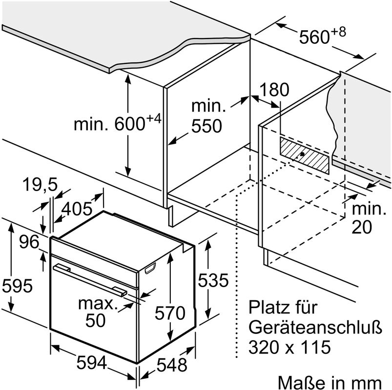 Bosch HRA534BS0 Einbau-Backofen Dampfunterstützung Edelstahl EEK:A